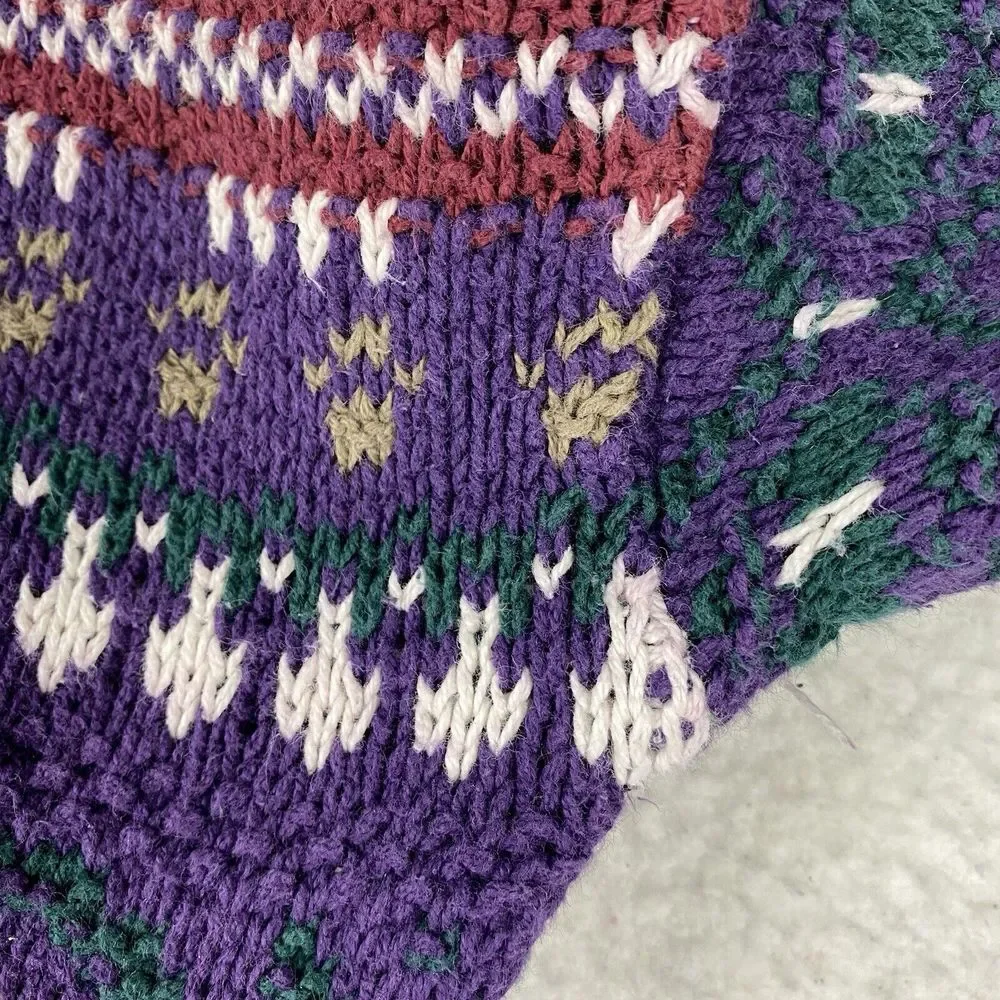 Vintage Eddie Bauer Sweater‎ Mens Size L Purple Geometric Nordic Pullover *READ*